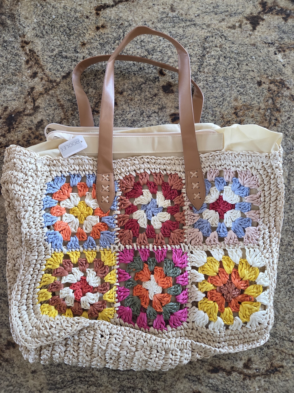 Roolee Multicolor Beach Tote with Handles - New With Tag